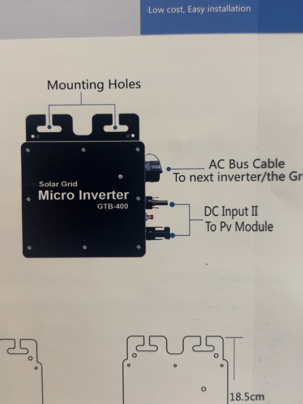 Micro Inverter GTB-400 Solar Grid in Black